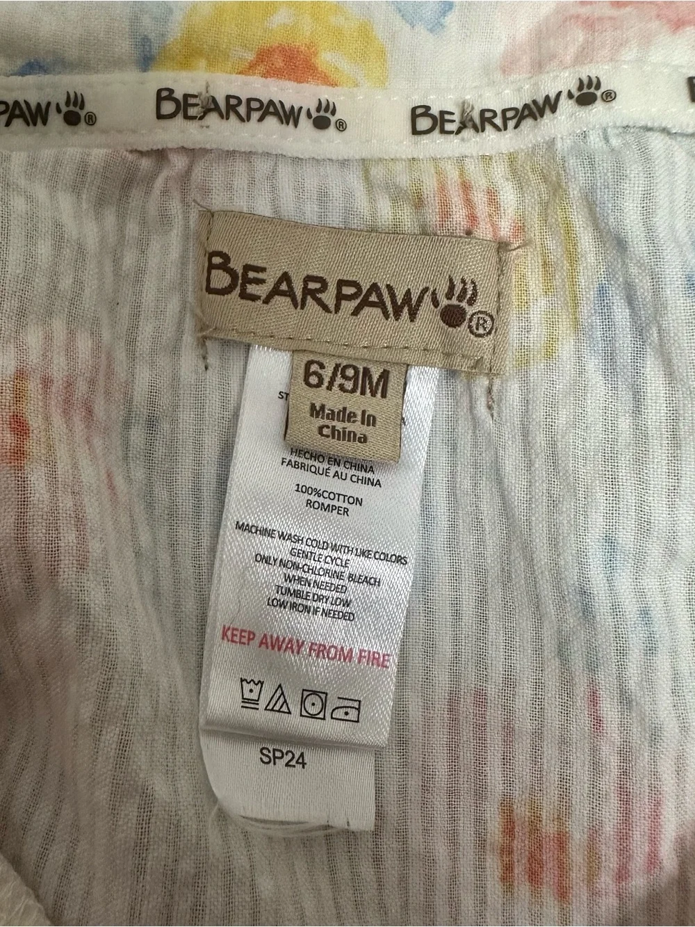 BearPaw Pastel Floral Collared Romper - Yellow, Pink, Blue